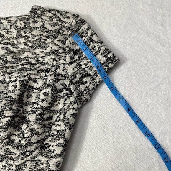 Eliza J Zip Front Leopard Knit Jacquard Fit & Flare Dress With Pockets Size: 4 - Picture 11 of 11